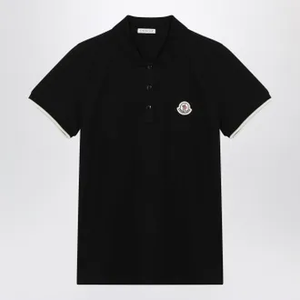 Moncler Black Cotton Piqu&eacute; Polo Shirt With Embroidered Logo
