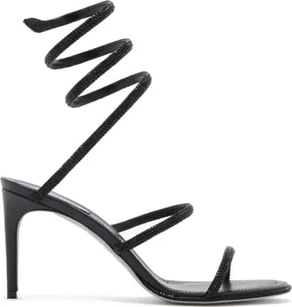 Rene Caovilla Black Open Toe Heels
