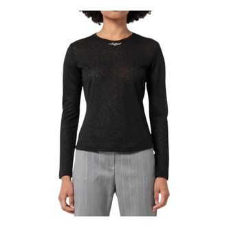 Fracomina Rondgebreide trui - Dames - Ronde hals truien - Zwart - XL - Truien & Vesten