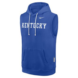 Nike Kentucky Sideline Nike Mens Dri-FIT College Sleeveless Pullover Hoodie in Blue | 03B44EVNKY-65K