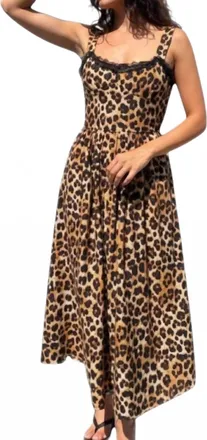 Moon River Womens Sleeveless Midi Dress In Leopard