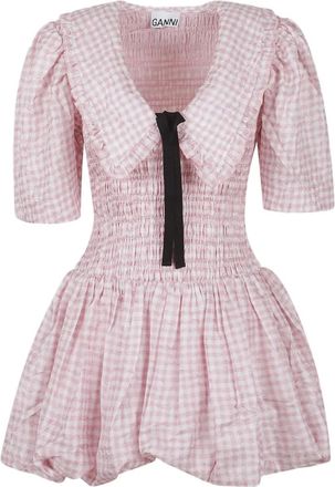 Ganni check mini dress - Rosa