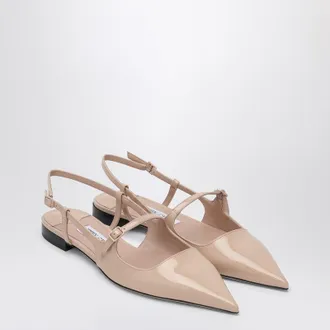 Jimmy Choo London Scarpa Didi Flat Nude In Patent Leather