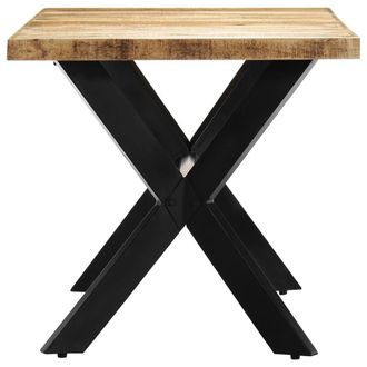 Berkfield Home Durable Dining Table 160x80x75 cm Solid Rough Mango Wood in Brown | Size: 160 x 80 x 75 cm