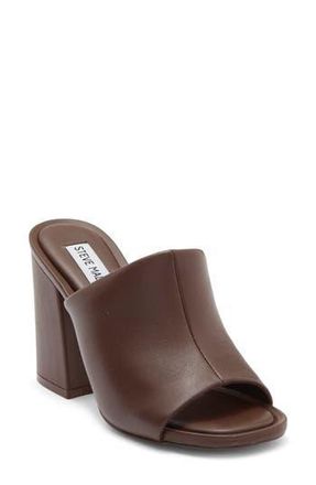 Steve Madden Giavana Block Heel Slide Sandal in Brown Leather at Nordstrom Rack, Size 6.5