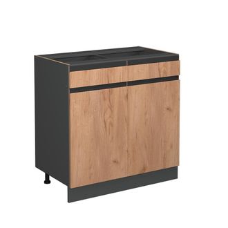 Vicco Mueble Bajo De Cocina R-line, Roble Dorado, 80 Cm En Forma De J, Sin Encimera Vicco