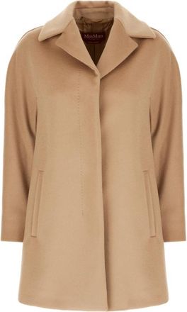 Max Mara Belize 006 Single-Breasted Jas - Dames - Mantel - Bruin - 3XS - Wol - Jassen