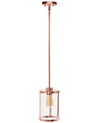 Lalia Home 1-Light 9.25in Modern Farmhouse Adjustable Hanging Cylindrical Clear Glass Pendant Fixture
