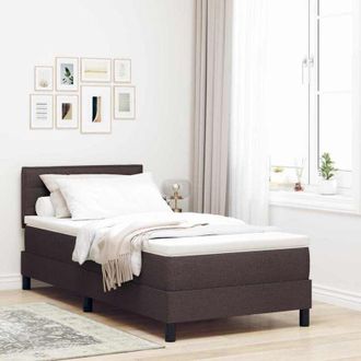 vidaXL Cama Tipo Box Spring Con Colch&oacute;n Marr&oacute;n Oscuro 80 X 200 Cm Tela Vidaxl