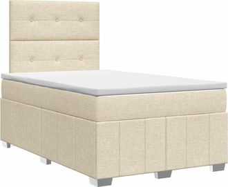 vidaXL Cama Box Spring Con Colch&oacute;n Crema 120 X 190 Cm Tela Vidaxl