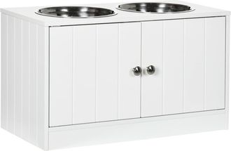 Urban Meuble Comedero elevado para perros con almacenamiento y 2 cuencos de inox
