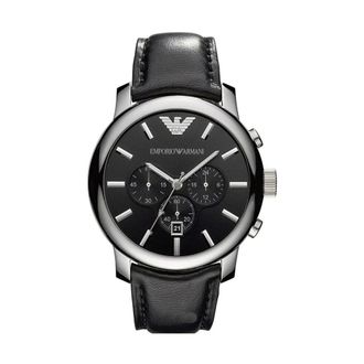Emporio Armani Accessoires, Heren, Zwart, ONE Size, Leer, Ar 0431 Horloge