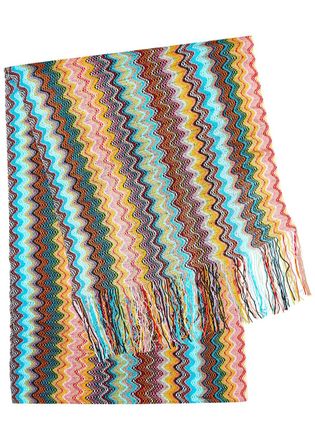 Missoni Zigzag Fringed Fine-knit Scarf - Multi 04 - One Size