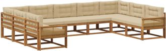 vidaXL Conjunto De Sof&aacute;s De Exterior 9 Uds. Natural Y Beige Vidaxl