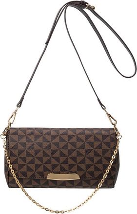 Generic Flap Crossbody Bag for Women Plaid Leather Purse and Handbag Fashion Small Shoulder Bags Wallet with Chain Strap (Brown)