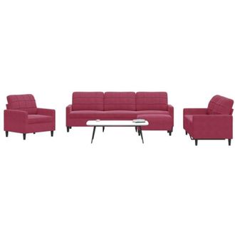 vidaXL Vidaxl - Juego De Sof&aacute;s Con Cojines 4 Piezas Terciopelo Rojo Tinto