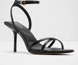 Aldo Adrina902559 Sandals Womens US Black Ankle Strap Stiletto Heel GAL687