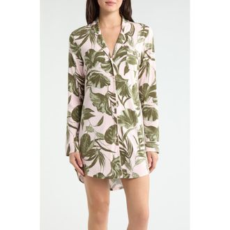 Nordstrom Moonlight Eco Nightshirt in Pink- Olive Sketch Tropic at Nordstrom, Size X-Large