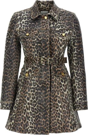 Ganni Print Denim Mini Jurk - Dames - Shirt Kleedjes - Veelkleurig - S - Denim - Kleedjes