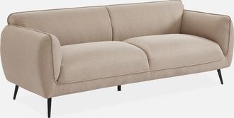 Sweeek Sweeek - Sof&aacute; De 3 Plazas En Tela Con Patas De Metal, Soft, Beige, 205x82.3x76.3 Cm