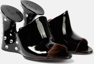 Alaia La Sculpture embellished patent leather mules