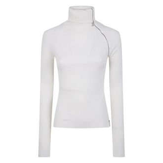 Sportmax Pinna Sweater - Dames - Coltruien - Wit - S - Wol - Truien & Vesten