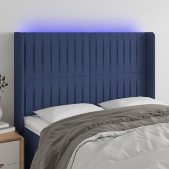 vidaXL Cabecero Con Led De Tela Azul 147x16x118/128 Cm Vidaxl