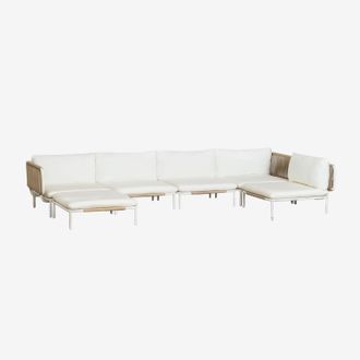 Sklum Sof&aacute; Modular De Jard&iacute;n Rinconera De 5 Piezas Y Puff En Acero Roubly Sklum