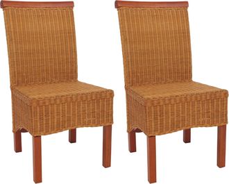 Hhg Hhg - Nunca Usado] Lote De 2 Sillas De Comedor Silla De Mimbre Silla M42, Rat&aacute;n, Sin Coj&iacute;n De Asiento