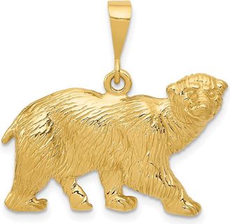 Diamond2Deal 14k Yellow Gold Polar Bear Charm Pendant