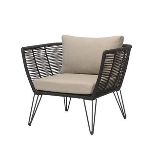 Bloomingville Mundo Lounge Chair mit Kissen, schwarz / beige
