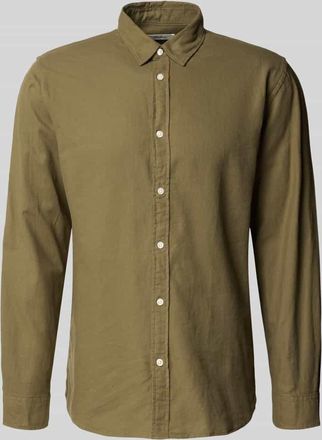 Selected Slim Fit Freizeithemd aus reiner Baumwolle Modell SLIMOWEN in Oliv Melange, Größe XL