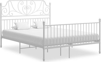 vidaXL Estructura Cama Con Cabecero Sin Colch&oacute;n Metal Blanco 160x200cm Vidaxl