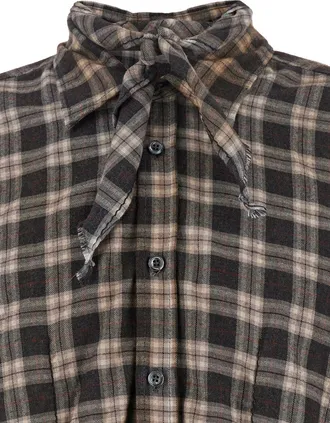 Dsquared2 Mens Brown Shirt With Tie Detail Cotton