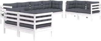 vidaXL Juego De Muebles De Jard&iacute;n 8 Pzas Y Cojines Madera Maciza Pino Vidaxl