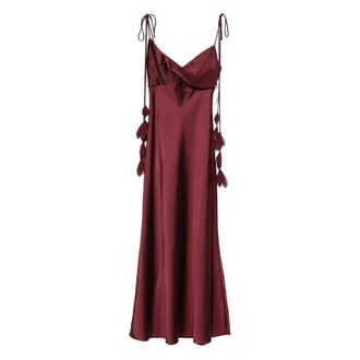Self Portrait Satin Flower Midi Jurk - Dames - Avondkleed - Rood - S - Polyester - Kleedjes