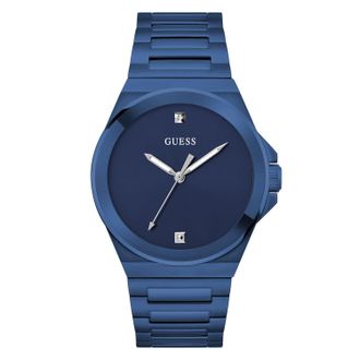 Guess Vinyl Mens Blue Watch GW0833G1 Stainless Steel - One Size
