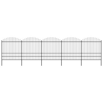 Berkfield Home Garden Fence with Spear Top Steel (1.75-2)x8.5 m Black