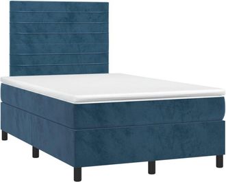 vidaXL Vidaxl - Cama Box Spring Colch&oacute;n Y Led Terciopelo Azul Oscuro 120x200 Cm