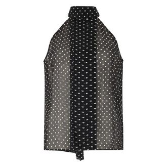 Tom Ford Blouses, female, Multicolor, Size: XS Polka-dot Georgette Halterneck Lavalliere Top