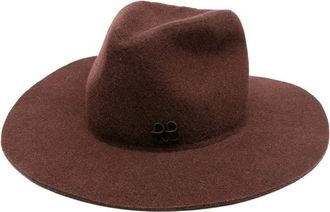 Ruslan Baginskiy Bruine brede rand vilthat - Dames - Hoeden - Bruin - M - Accessoires