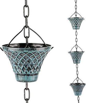 OEM Cadena De Lluvia Para Canalones - Recolector De Agua De Goteo - Decoraci&oacute;n De Jard&iacute;n - 2,5 M De Largo, Azul
