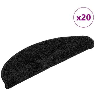 vidaXL vidaXL Tappetini per scale 20 pz 56x17x3 cm Nero Semicircolari