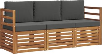 vidaXL Juegos De Sof&aacute;s 3 Uds. Natural Y Antracita Vidaxl