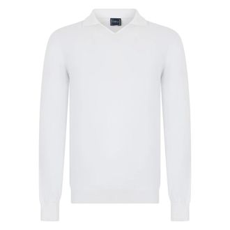 Fedeli V-neck Knitwear, male, White, Size: S Long-sleeve Polo