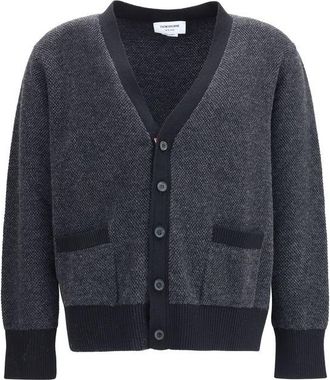 Thom Browne Black Fleece Wool Mens Cardigan