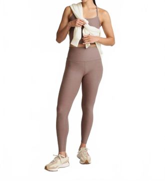 Beyond Yoga Spacedye Caught In The Midi High Waisted Leggings In Rosey Taupe Heather