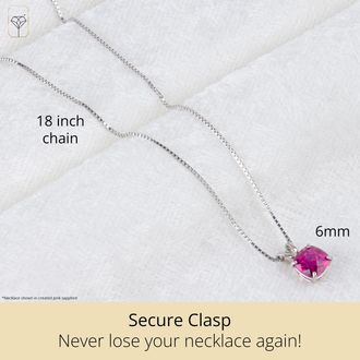 MAX + STONE 925 Sterling Silver 6mm Cushion Cut Gemstone Birthstone Pendant Necklace