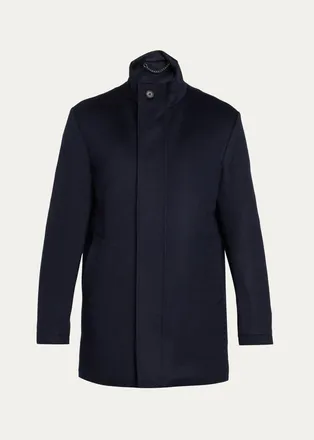 Cesare Attolini Mens Cashmere Stand-Collar Car Coat