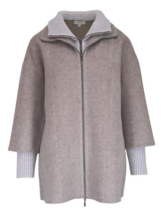 Kinross Cashmere herringbone coat - Neutrals